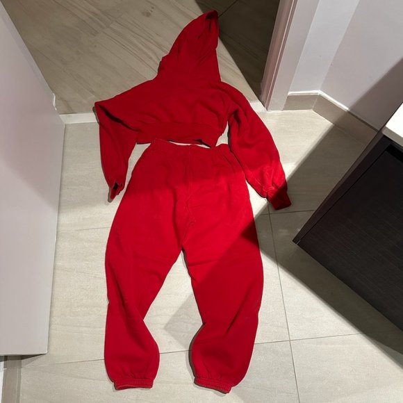 Aritzia Pants - Aritzia Hoodie (Size: S) & Oversized Fleece Sweatpants (Size: XS) | Color: Red